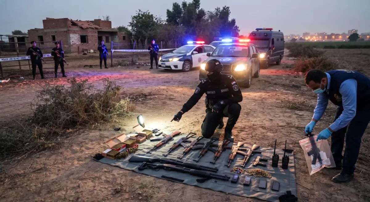 نهاية دموية لتشكيل عصابي بزعامة مسجلين خطر.. مصرع وإصابة عناصر بؤرة الشيخ زايد وضبط 10 قطع سلاح وأكثر من 500 طلقة داخل مزرعة سرية